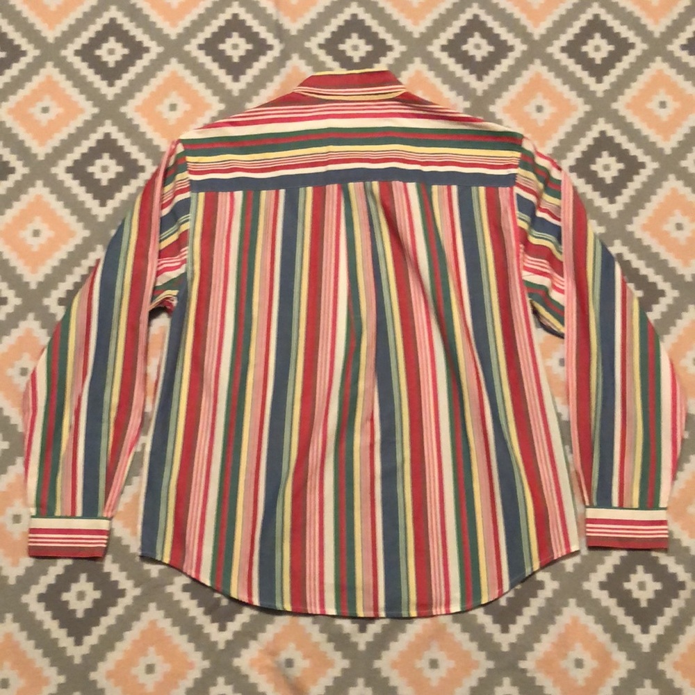 Talbots Multicolor Striped Button Down Top Size M - image 6